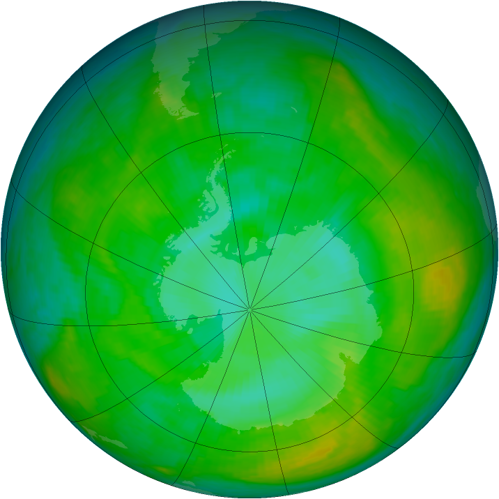 Antarctic ozone map for 08 January 1982